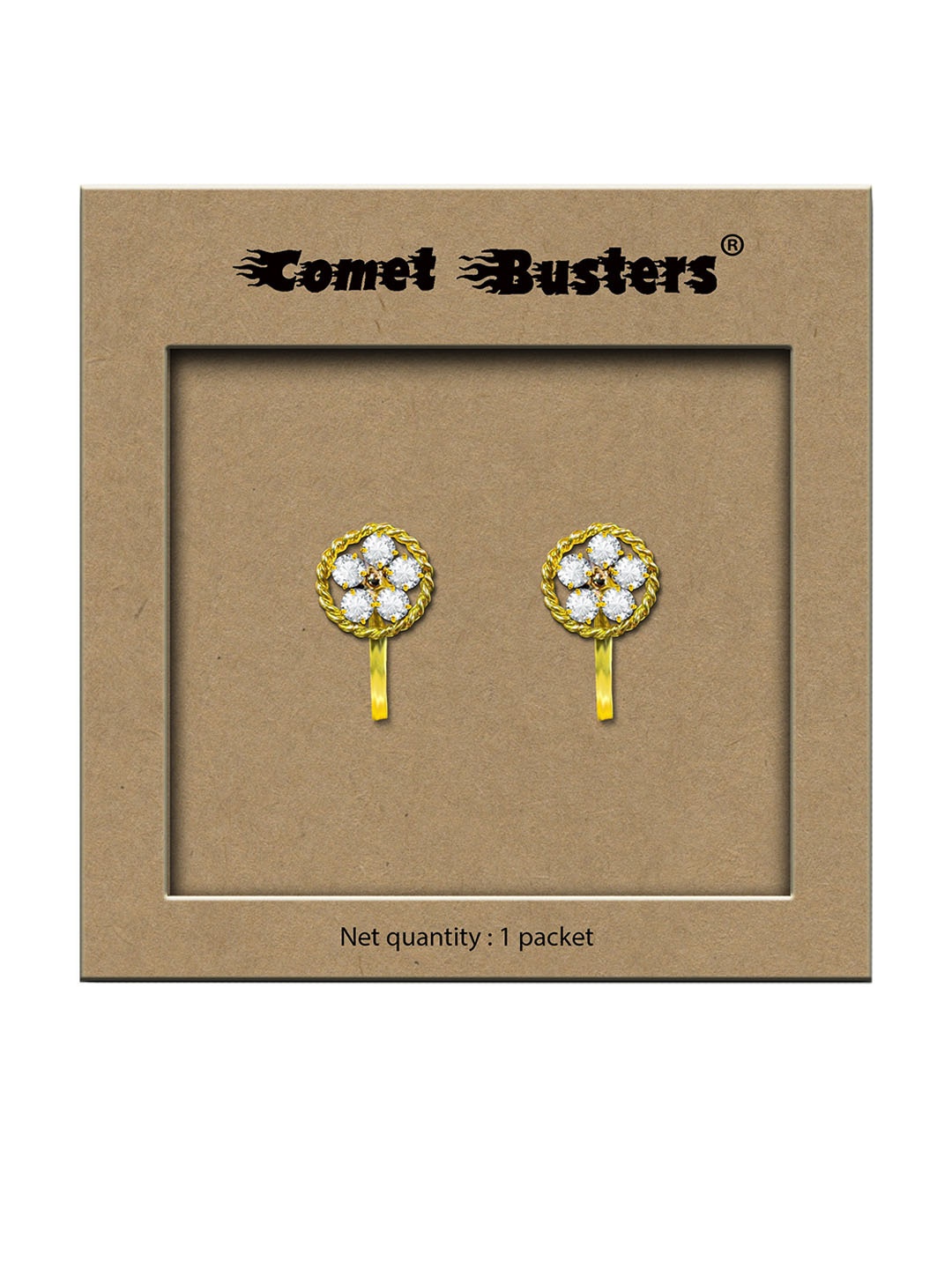 

Comet Busters Gold-Plated Contemporary Clip On Non Piercieng Earrings