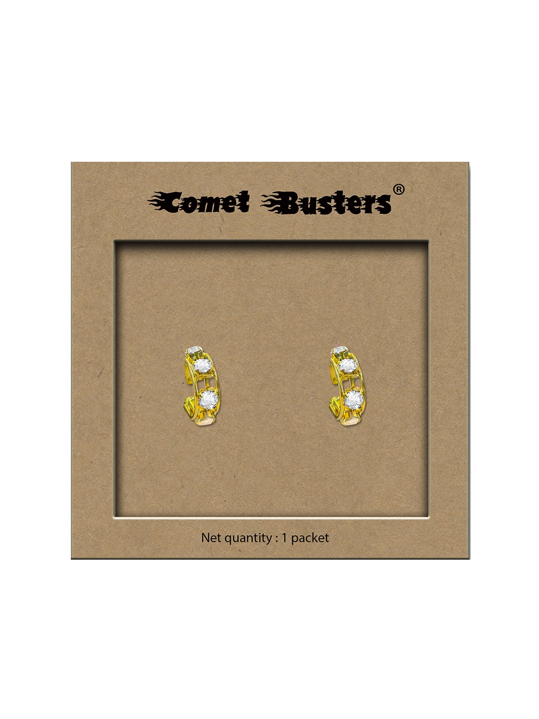 

Comet Busters Gold-Plated Circular Clip On Non Piercieng Hoop Earrings