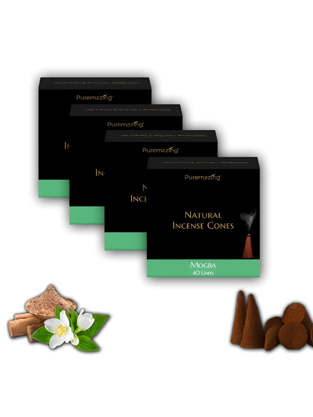 

Imvelo Green your hygiene Puremazing 4 Pieces Brown Mogra Natural Incense Cones
