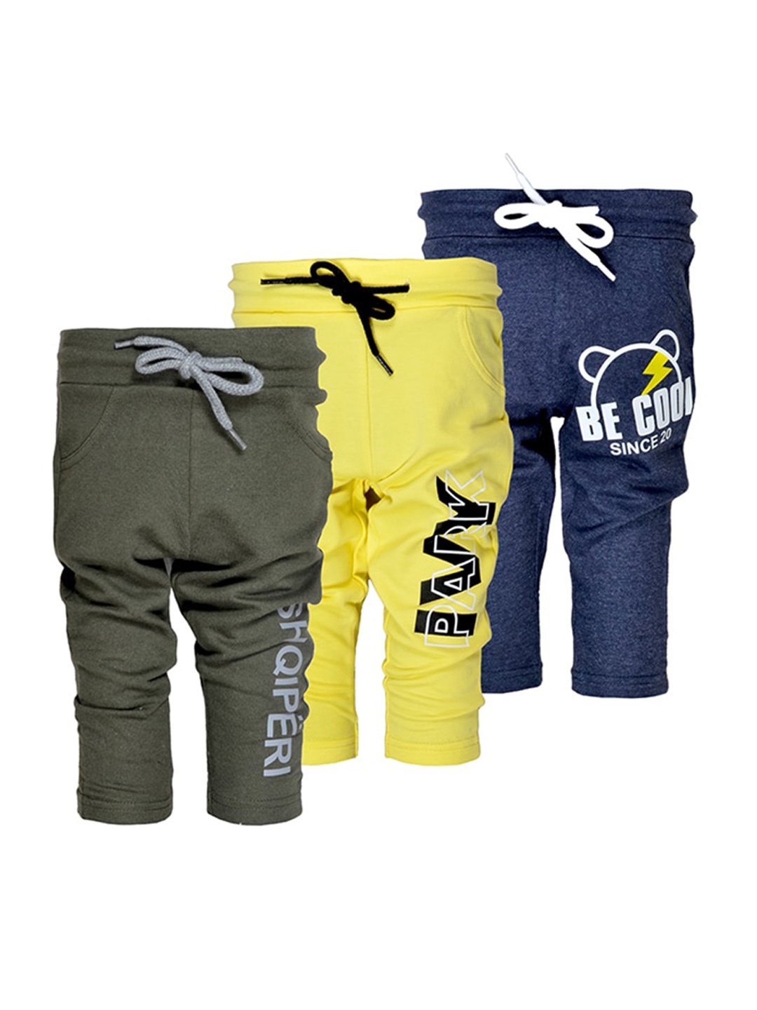 

BAESD Infants Boys Pack Of 3 Printed Pure Cotton Track Pants, Yellow