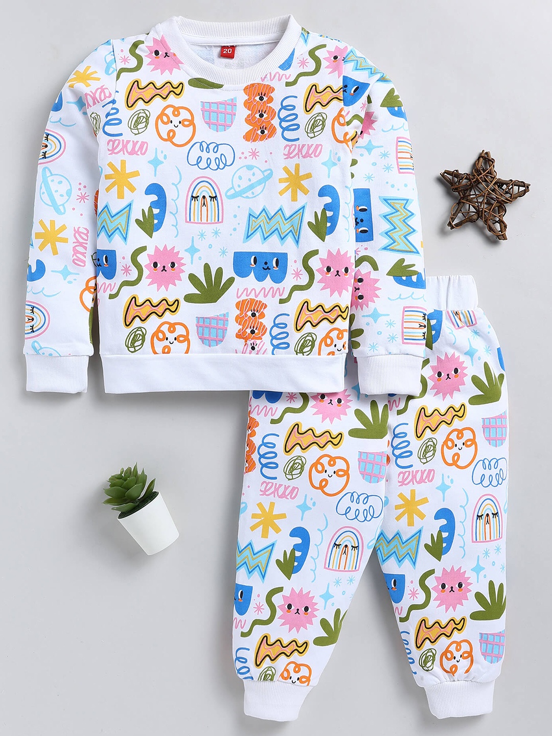 

Toonyport Boys Printed T-shirt with Trousers, White