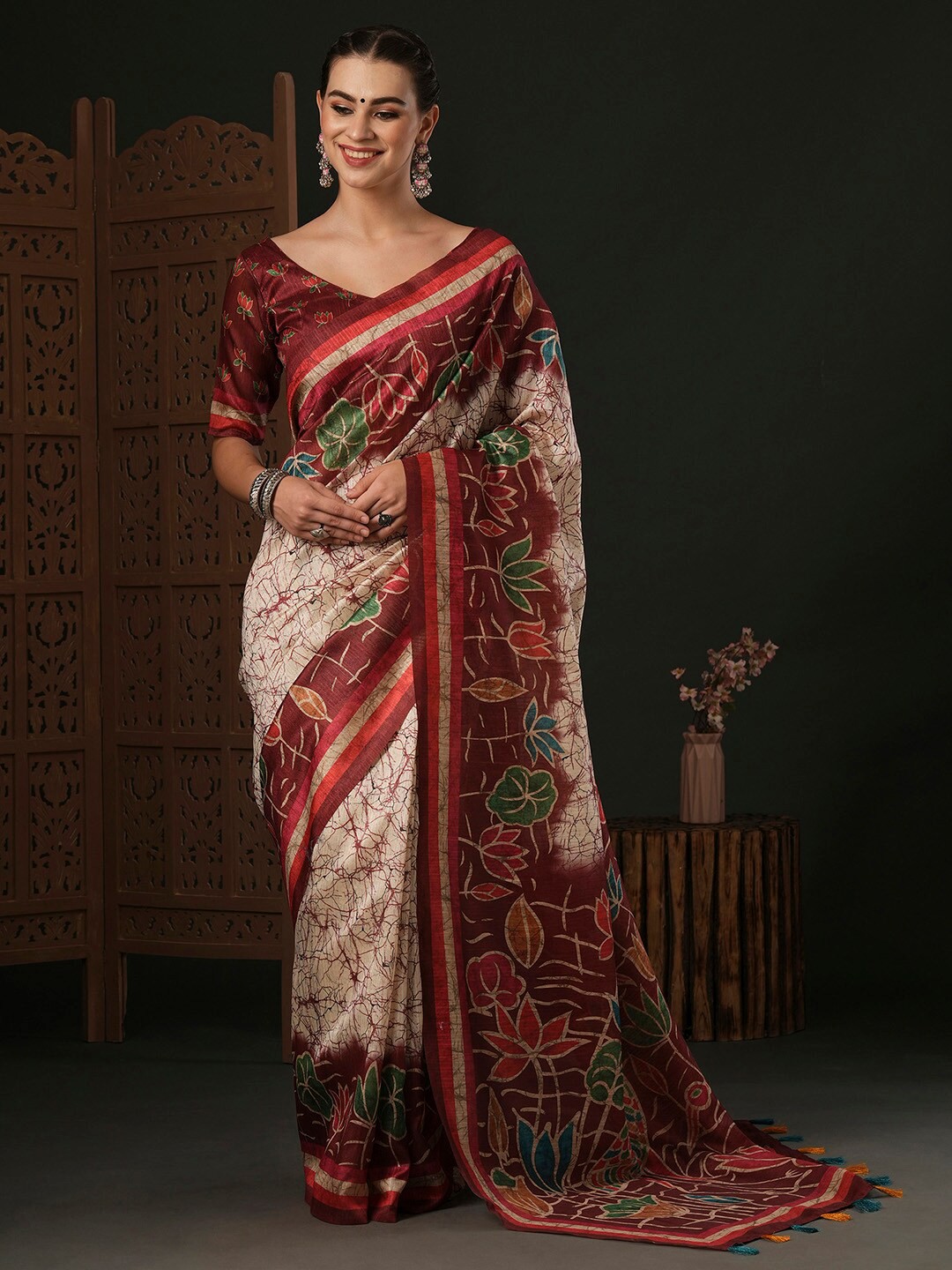 

Anouk Kalamkari Dabu Saree, Off white