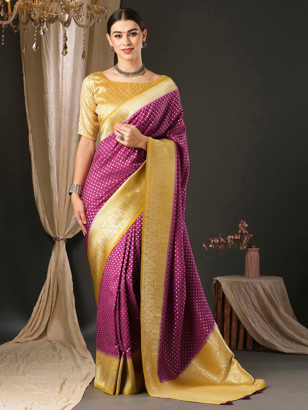 

Anouk Woven Design Pure Georgette Kanjeevaram Saree, Magenta