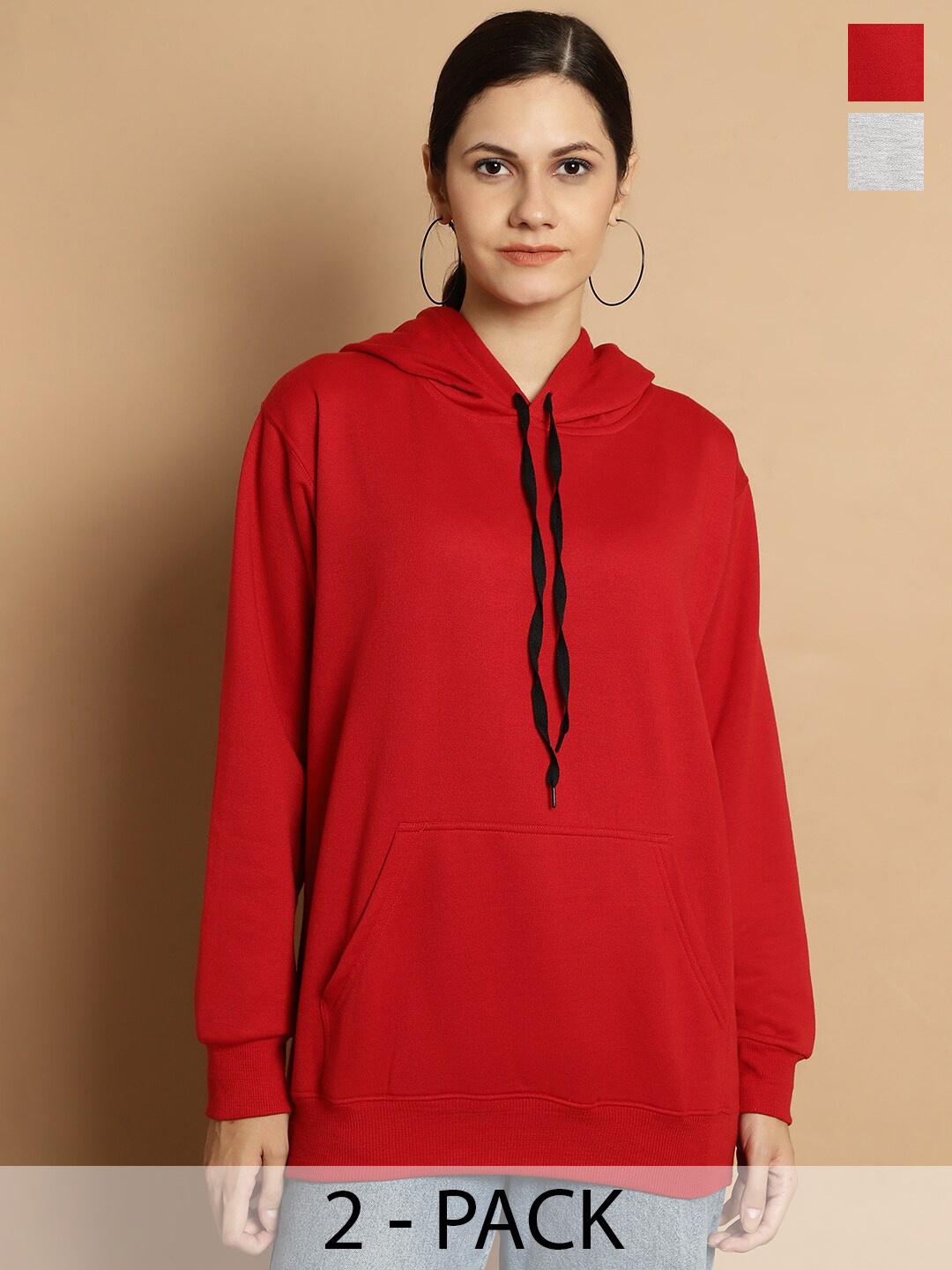 

MACK JONNEY Pack Of 2 Hooded Fleece Sweatshirt, Red