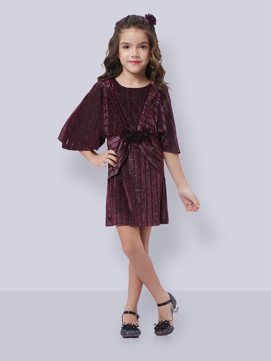 

Peppermint Flared Sleeve Velvet Sheath Dress, Purple