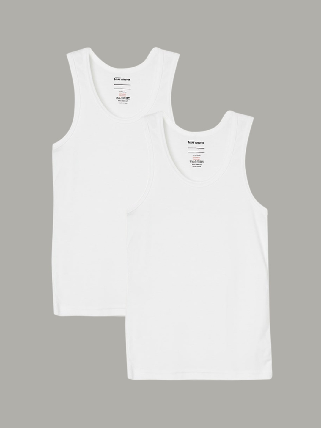 

Fame Forever by Lifestyle Boys Set Of 2 Cotton Sleeveless Innerwear Vests, White