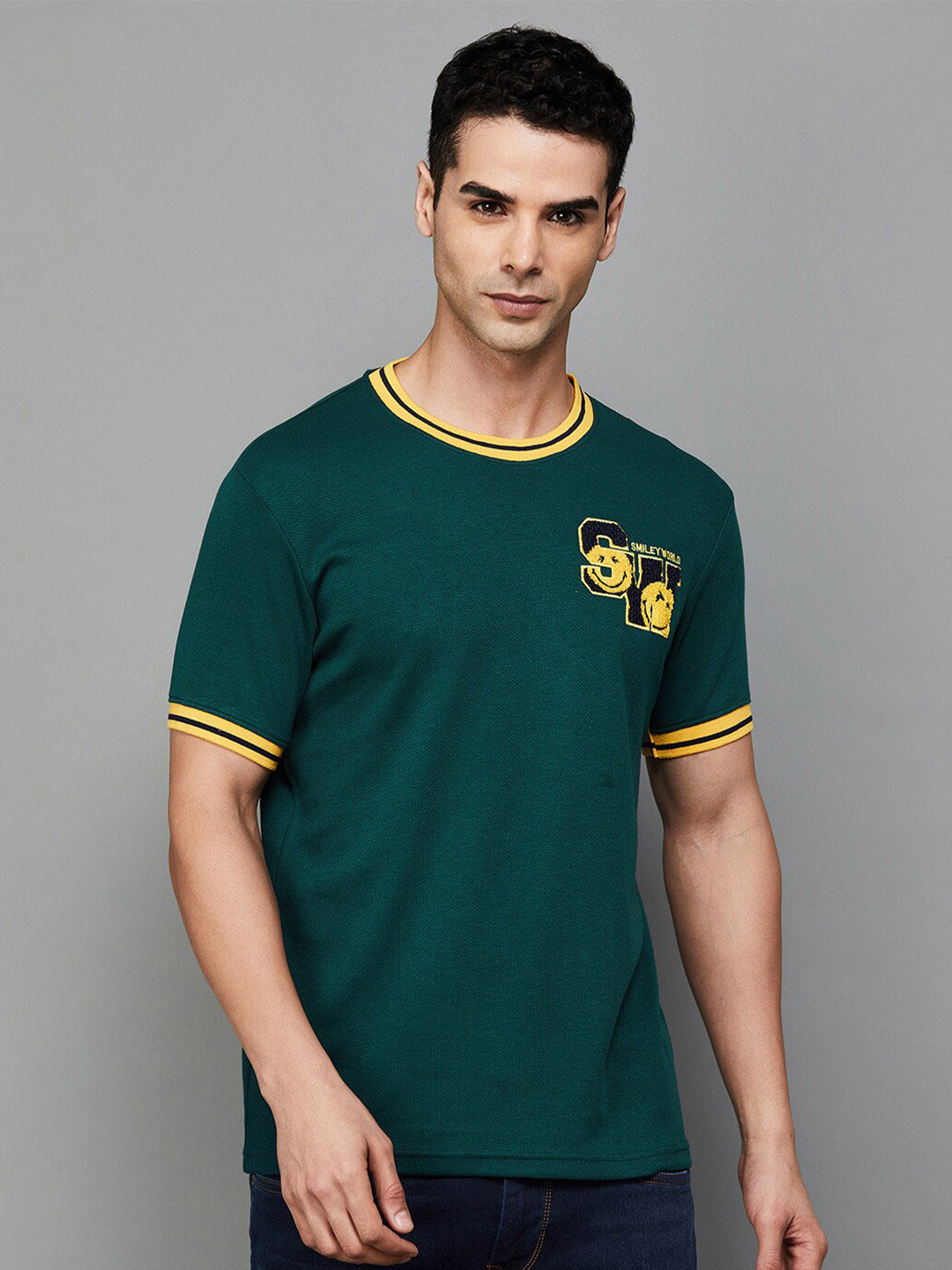 

SmileyWorld Graphic Printed Cotton T-shirt, Green