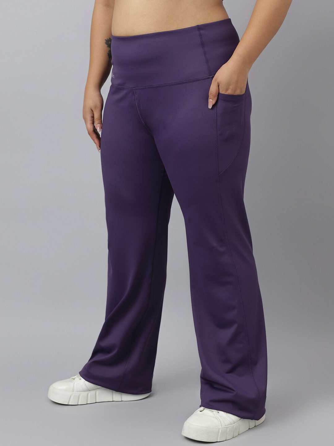 

Fitkin Women Plus Size Active Track Gym Bootcut Flare Track Pants, Purple