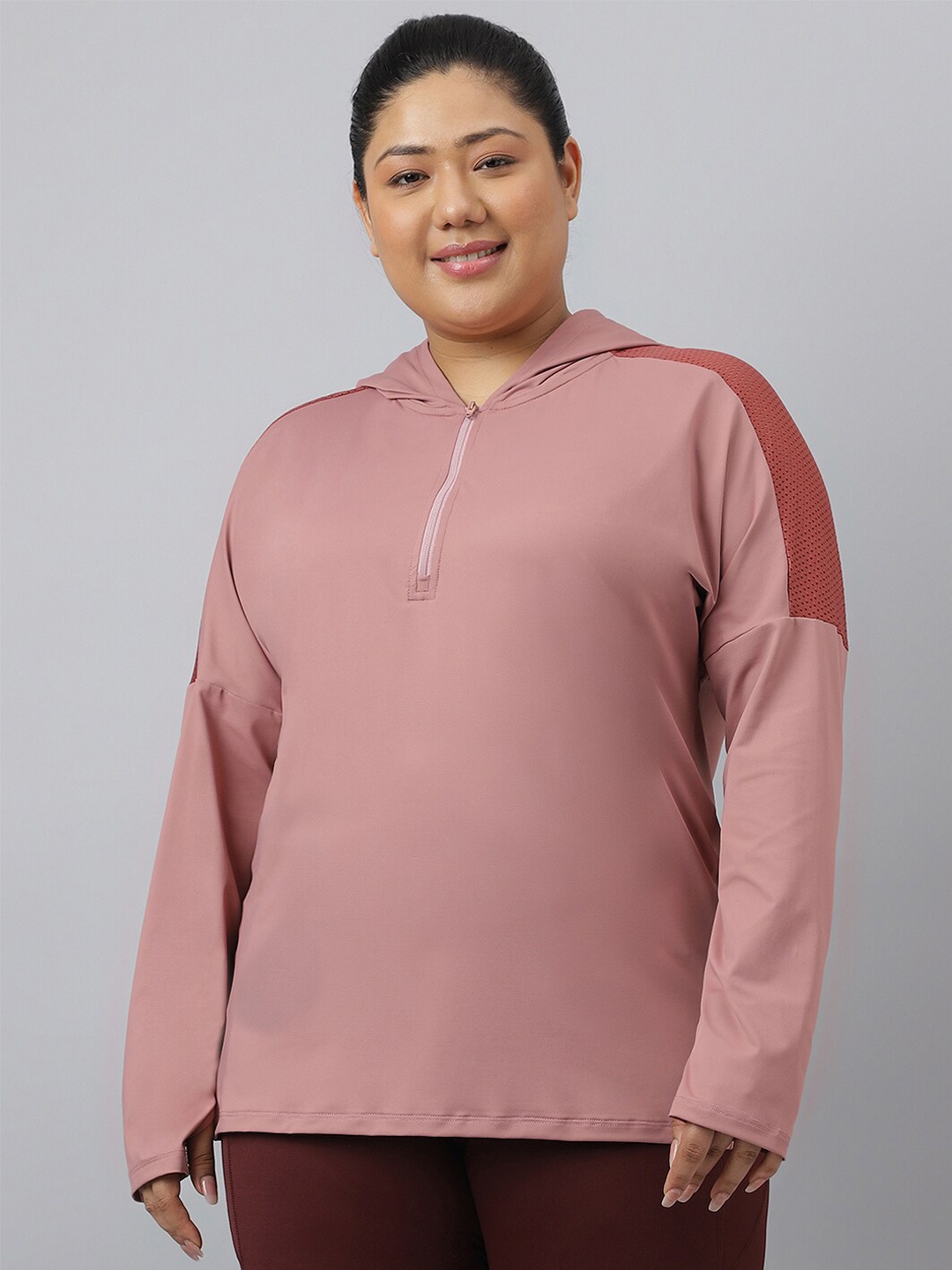 

Fitkin Plus Size Anti-Odor Long Sleeve Hooded Top, Mauve