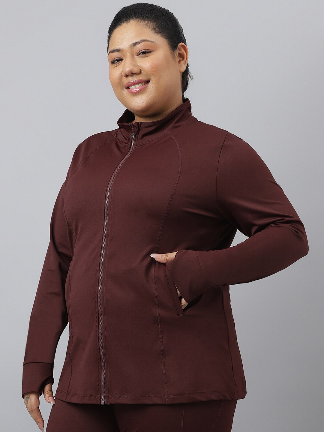 

Fitkin Plus Size Classic Training Jacket, Brown