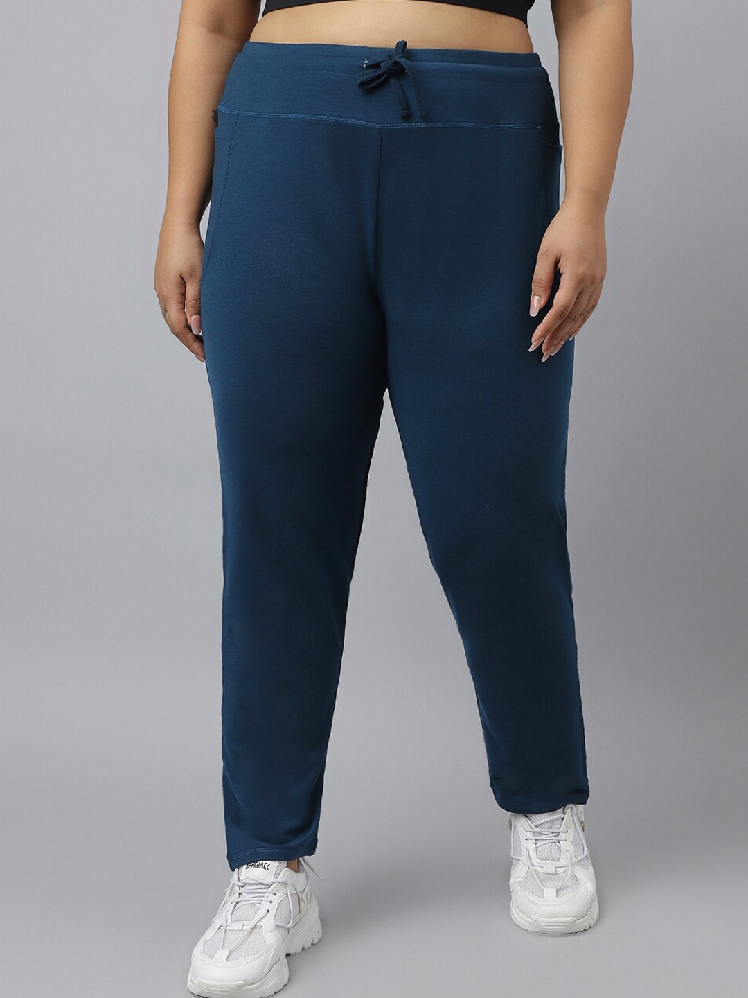 

Fitkin Women Plus Size Straight Fit Anti Odour Eco-friendly Tencel Active Track Pants, Teal