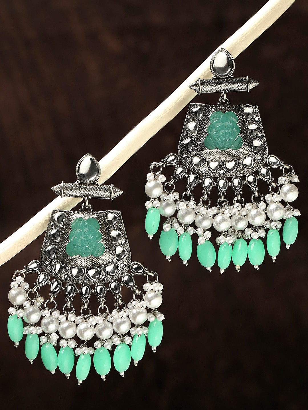 

OOMPH Geometric Drop Earrings, Green