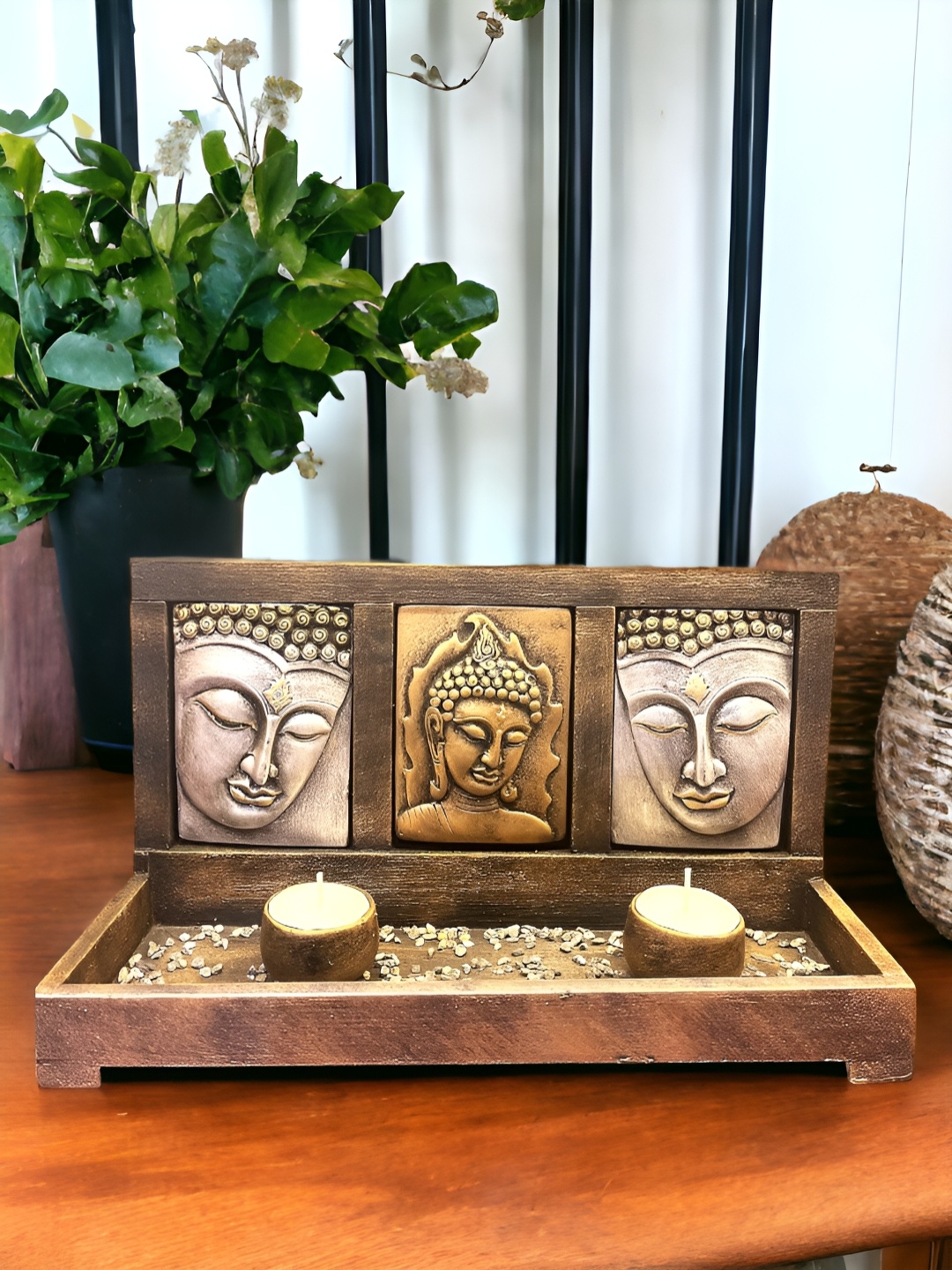 

The Artage Bronze-Toned Buddha Candle Holder