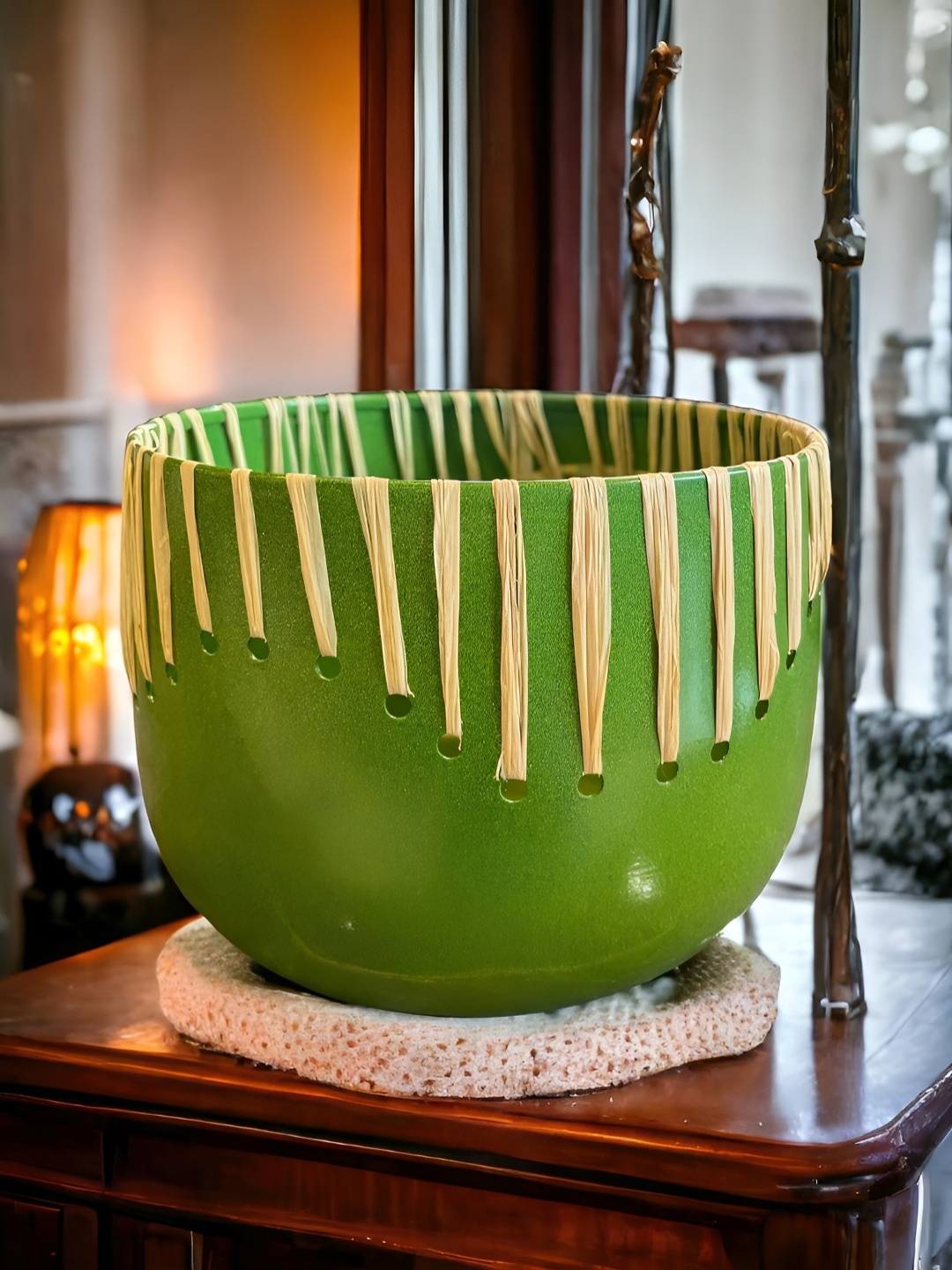 

The Artage Green & Beige Metal Big Planter Vase