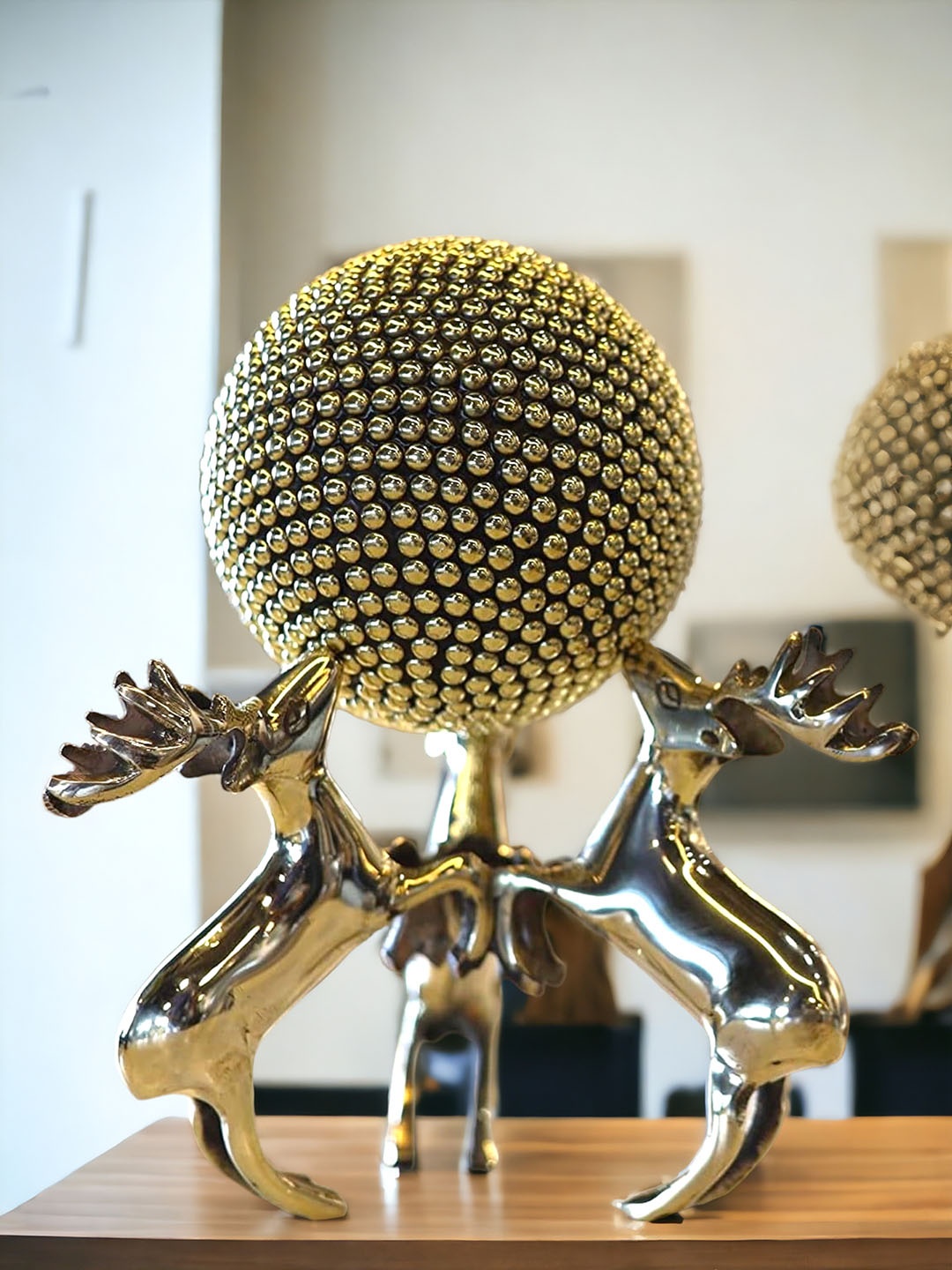 

The Artage Gold-Toned Deer Birds and Animals Ball Showpiece