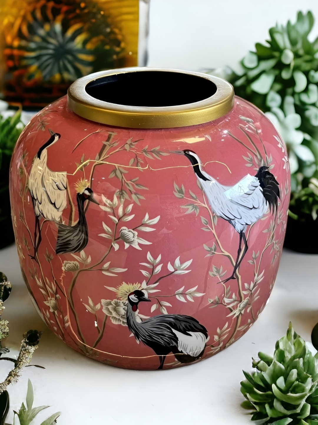 

The Artage Pink & Beige Floral Unbreakable Metal Vase
