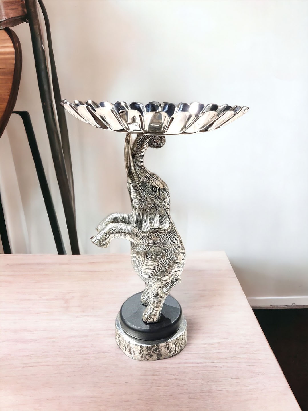 

The Artage Silver-Toned Elephant Bowl Idol Showpiece