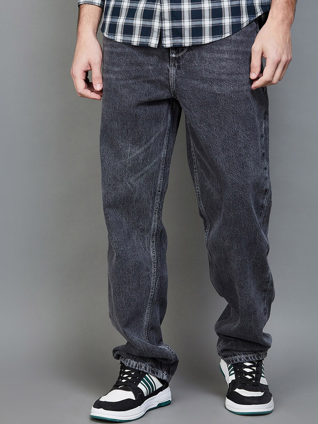 

Forca by Lifestyle Men Whiskers Chevrons Clean Look Cotton Jeans, Black
