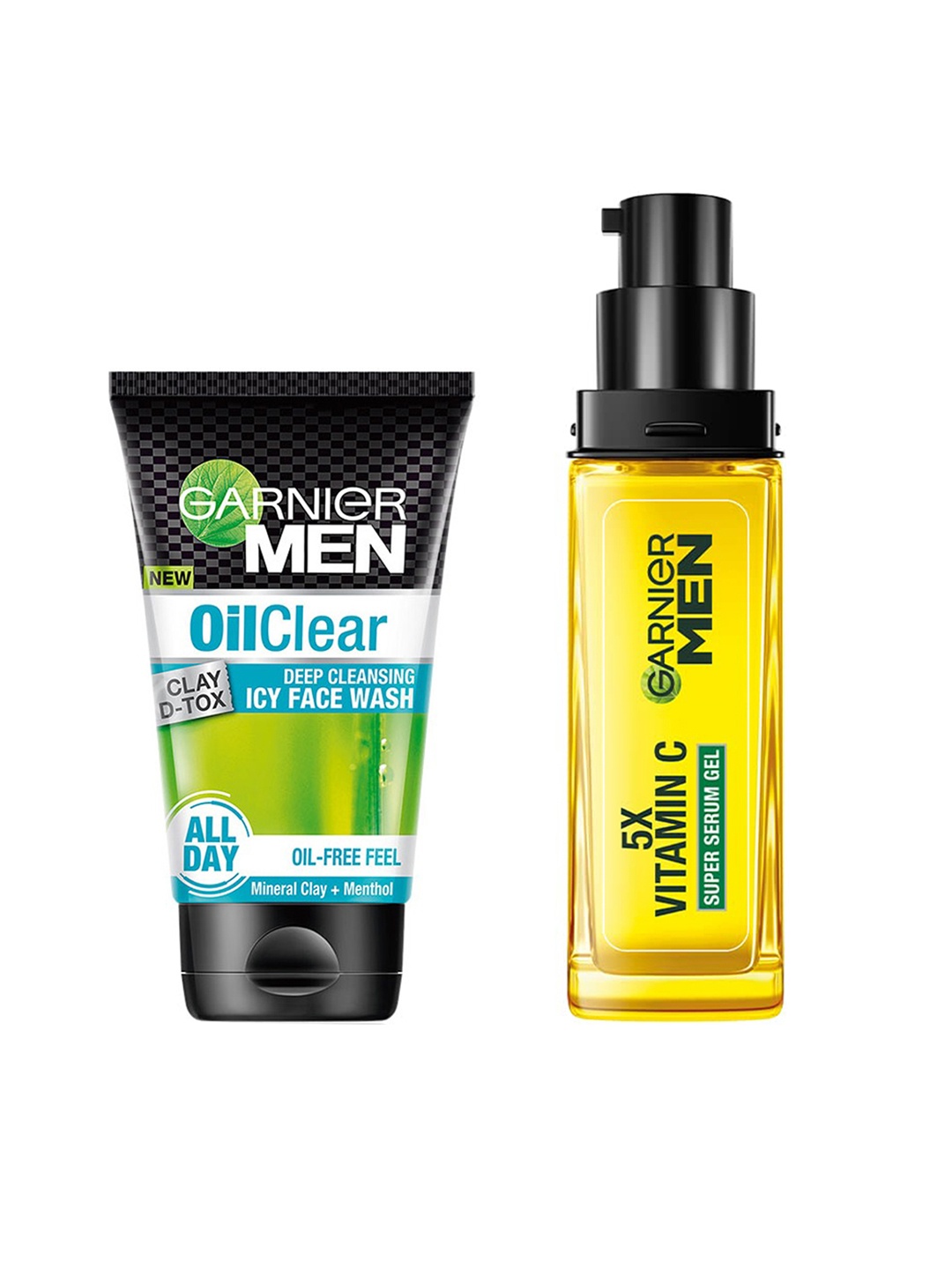 

Garnier Men Set of Oil Clear Deep Cleansing Face Wash & 5X Vitamin C Super Serum Gel, Yellow