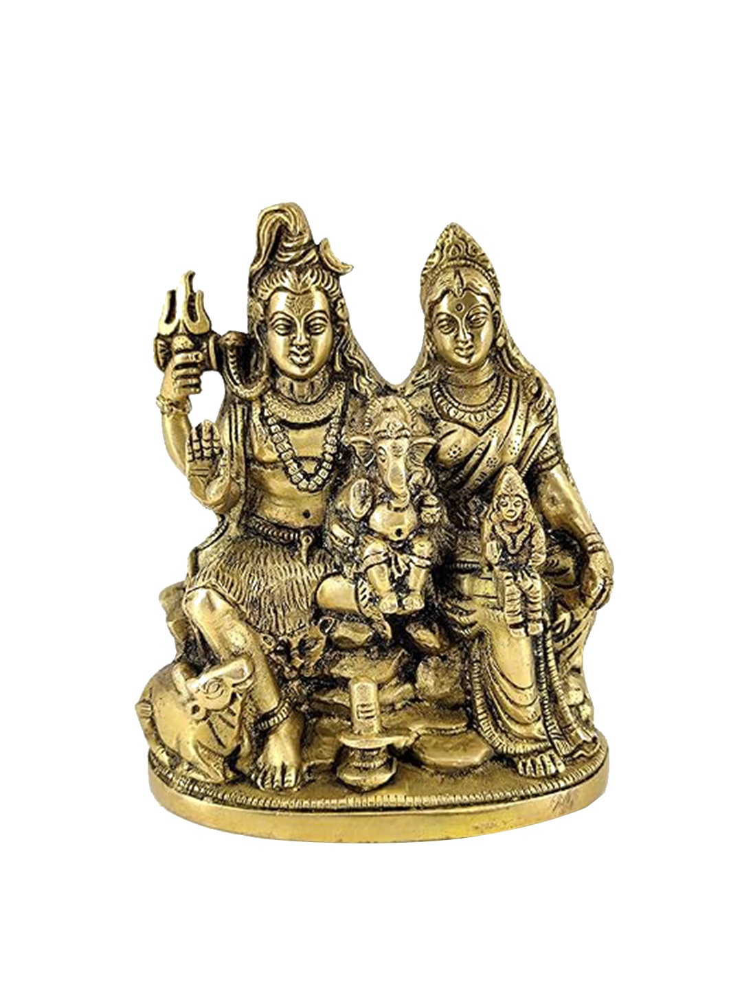 

WHITEWHALE Gold Toned Brass Shiva Parvati Ganesh Idol Showpiece