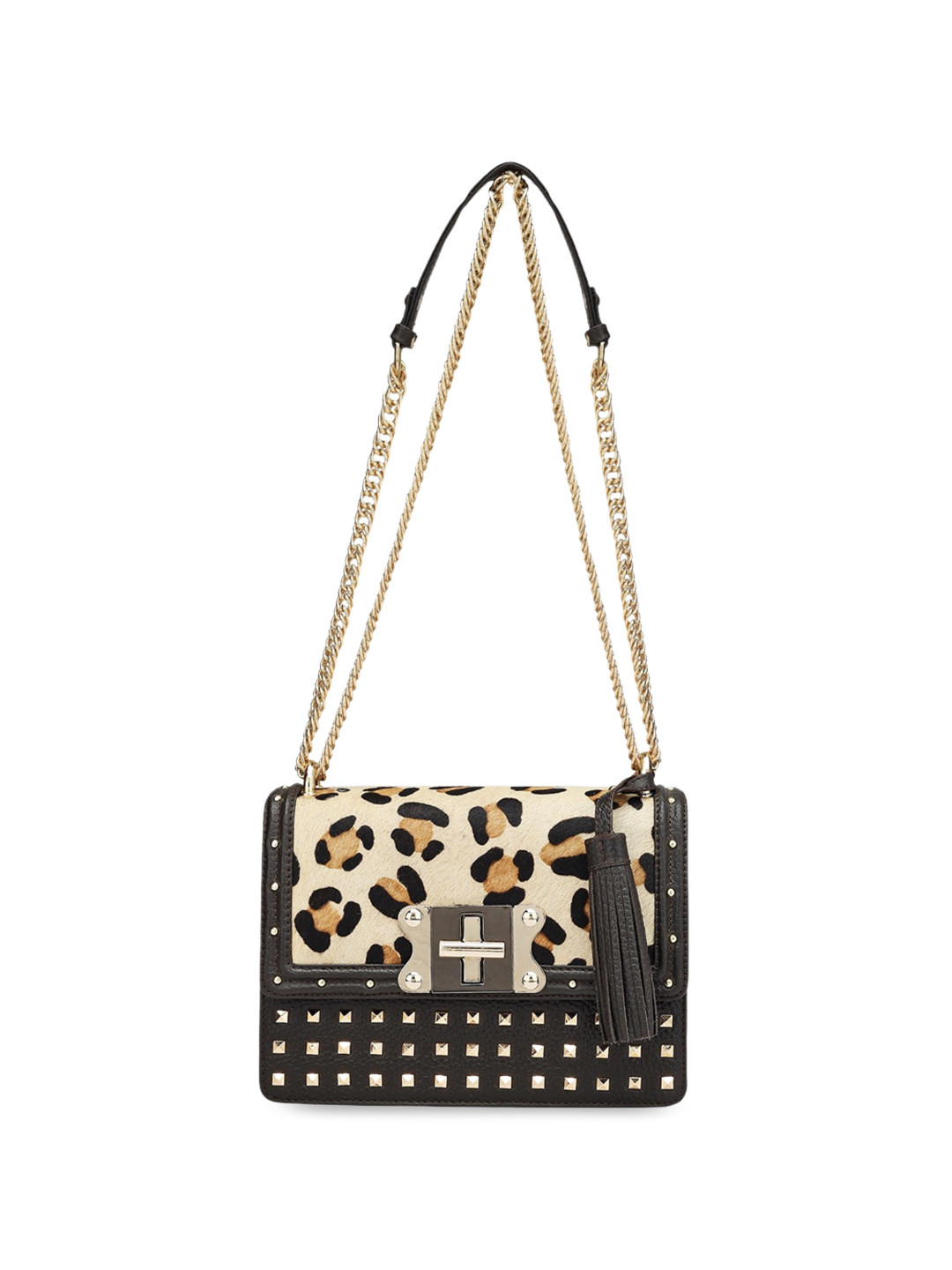 

Da Milano Animal Printed Leather Shoulder Bag, Brown