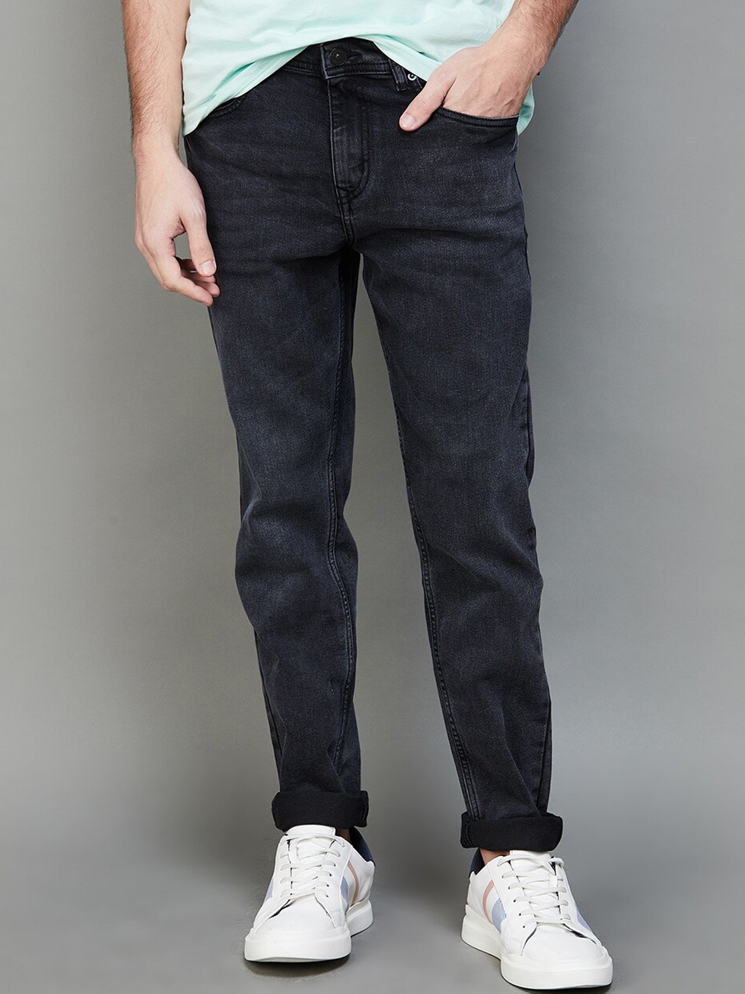 

Fame Forever by Lifestyle Tapered Fit Clean Look Stretchable Jeans, Grey