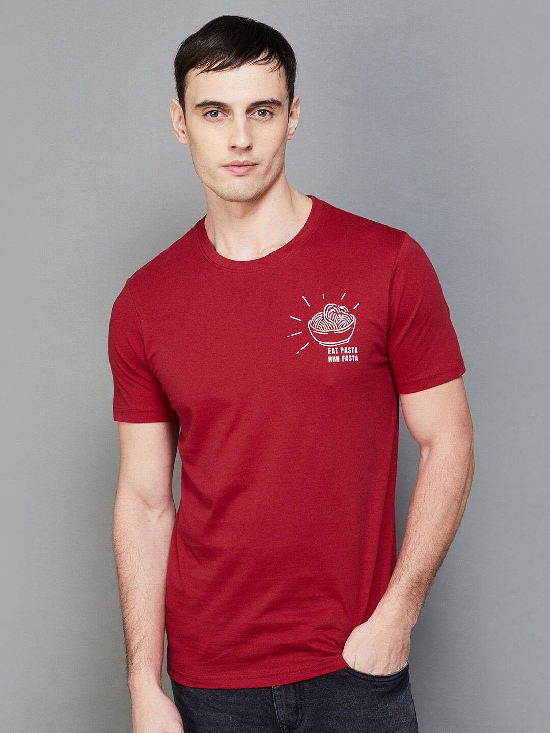 

Fame Forever by Lifestyle Graphic Printed Round Neck Cotton T-shirt, Red