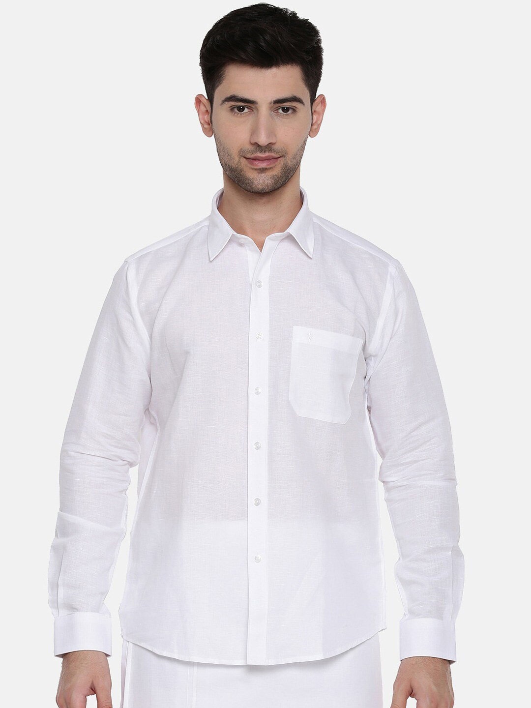 

Ramraj Standard Long Sleeves Cotton Ethnic Shirt, White