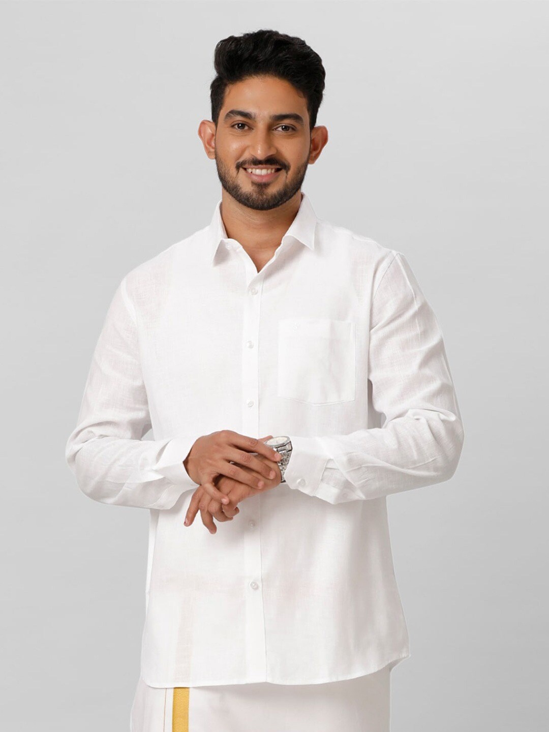 

Ramraj Standard Long Sleeves Ethnic Shirt, White