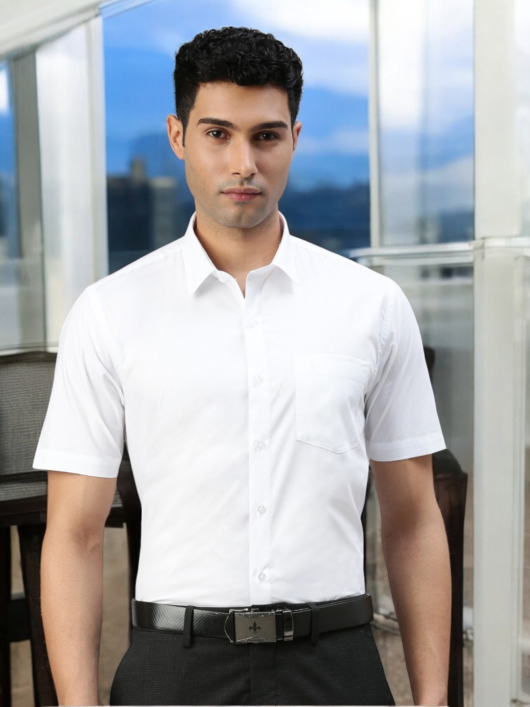 

Ramraj Standard Short Sleeves Cotton Ethnic Shirt, White