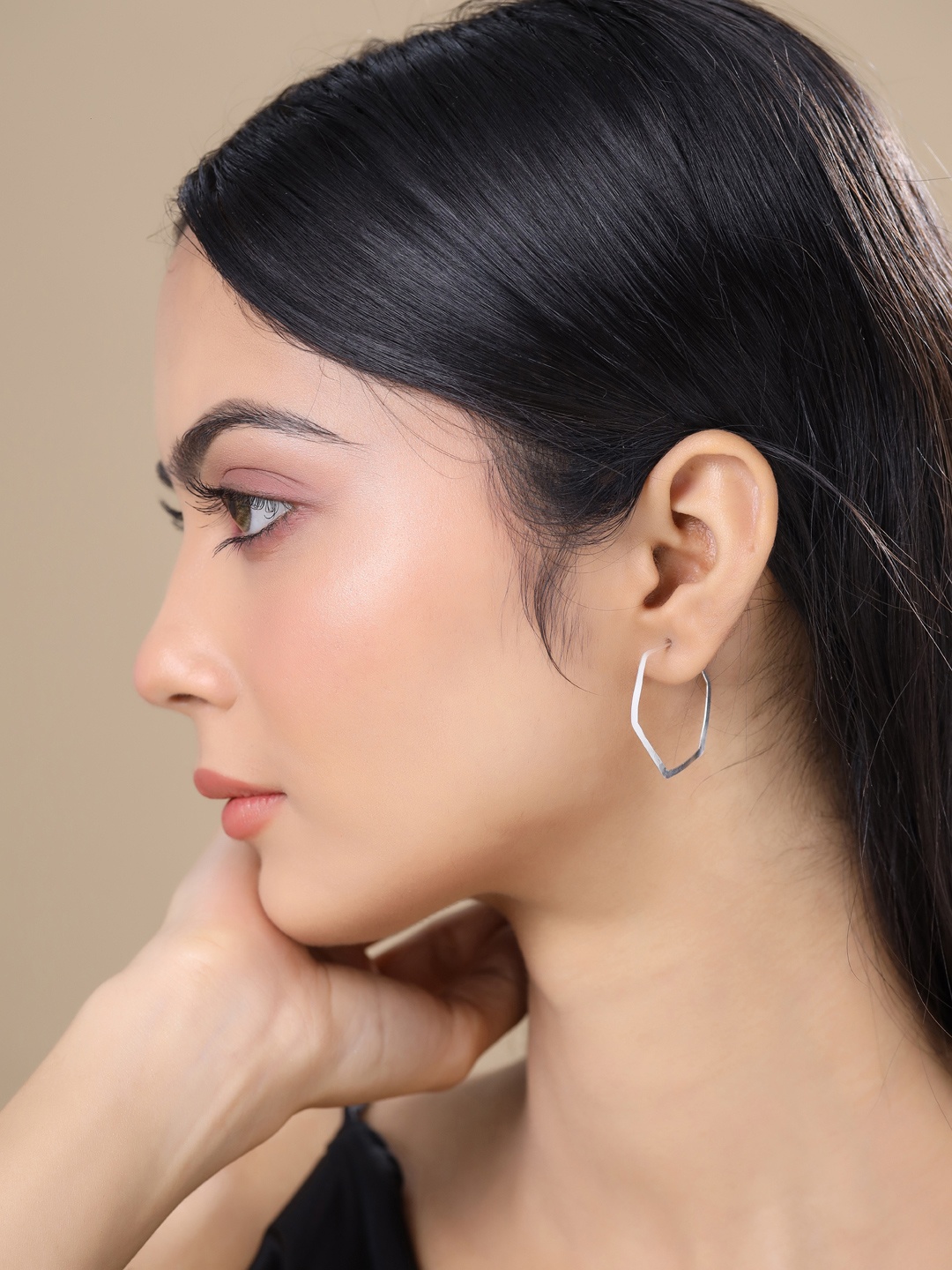 

Kicky And Perky 925 Sterling Silver Hexagon Hoop Earring
