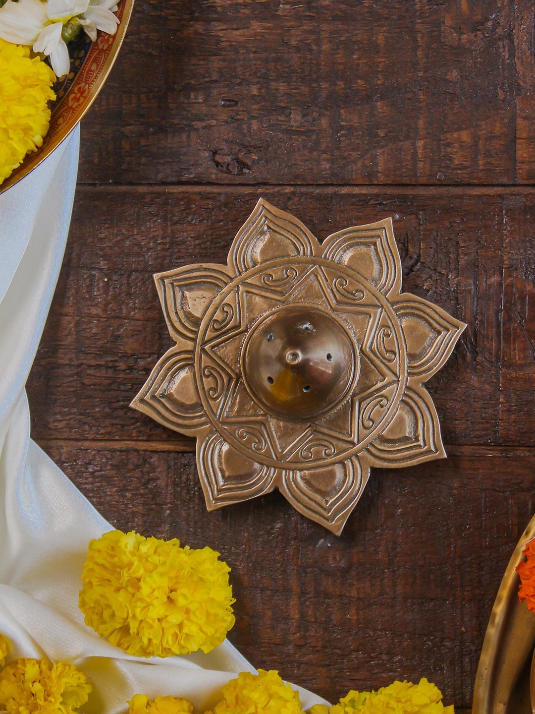 

Ritualistic Gold Toned Mandala Brass Incense Stick Holder