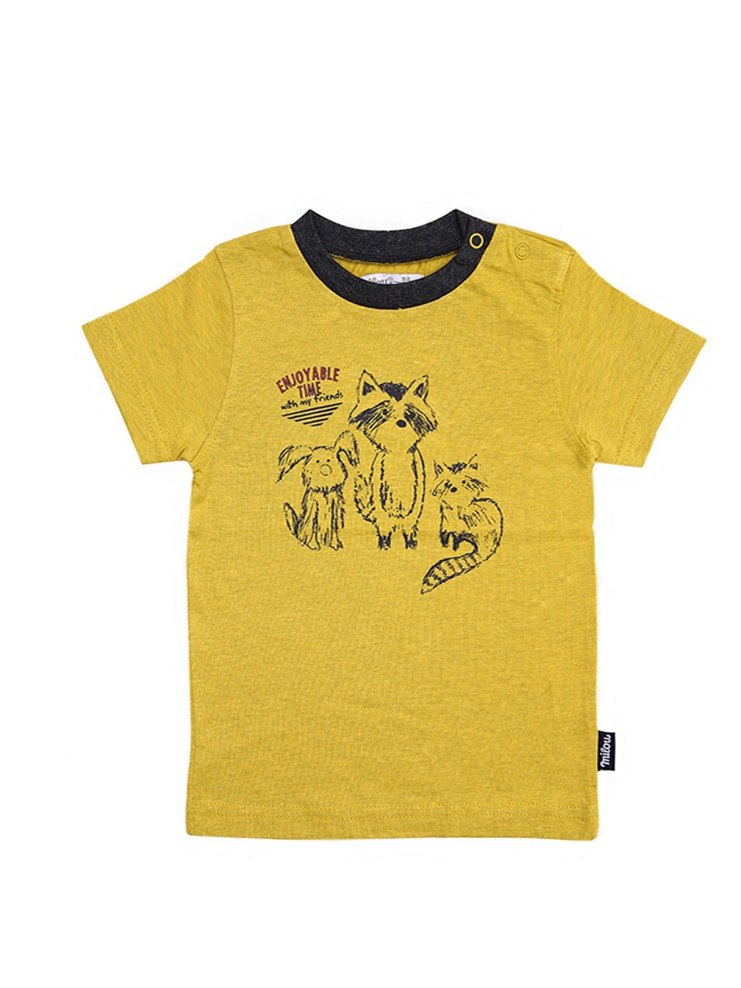 

milou Boys Graphic Printed Pure Cotton T-shirt, Yellow