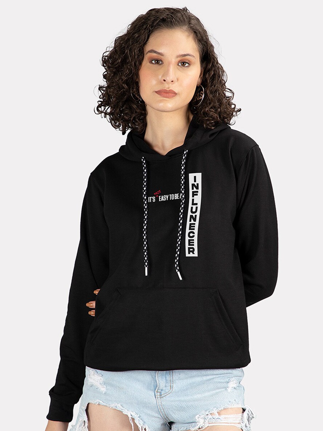 

Mad Over Print Hooded Fleece Sweatshirt, Black