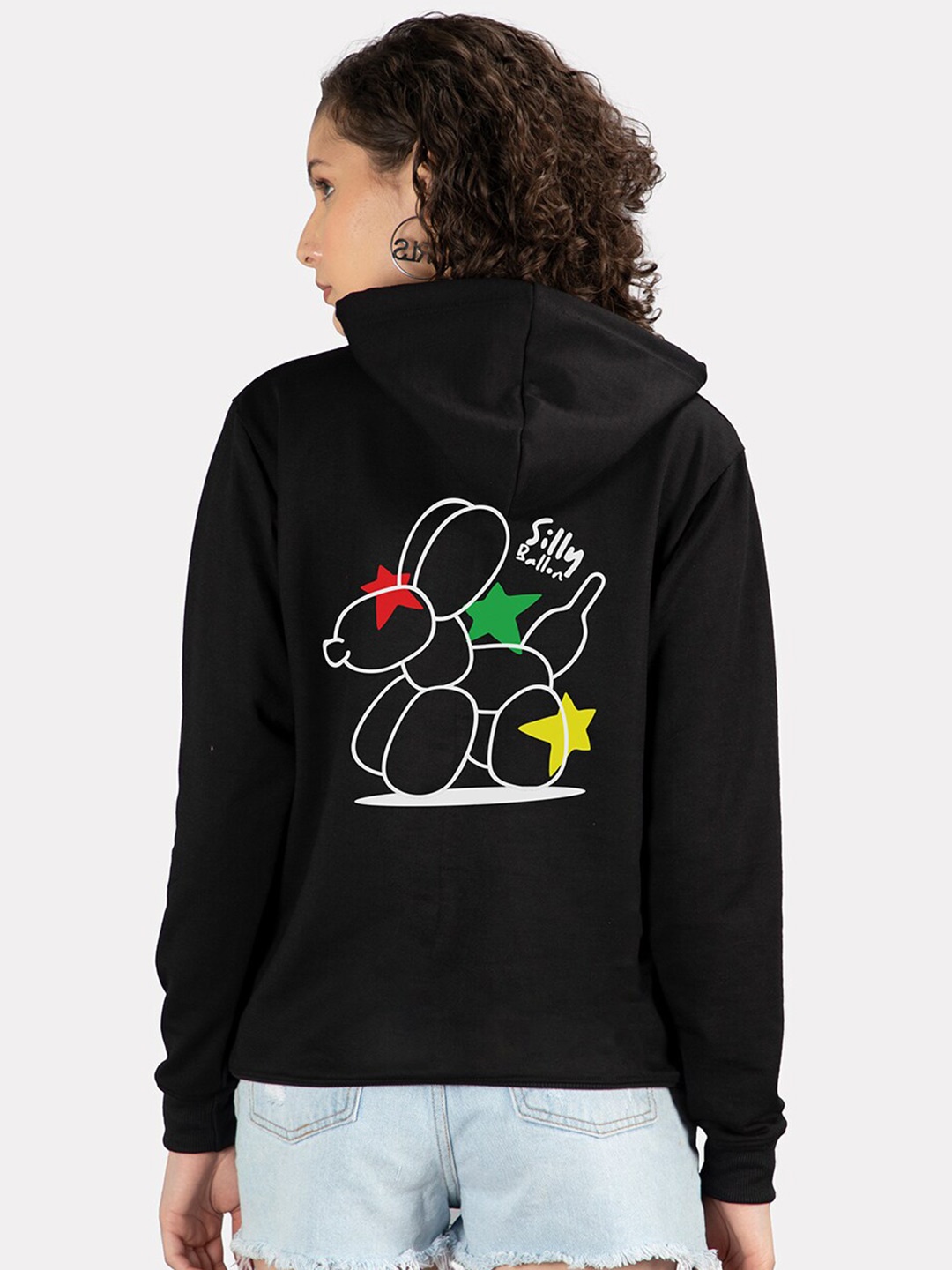 

Mad Over Print Graphic Printed Hooded Fleece Pullover Sweatshirt, Black