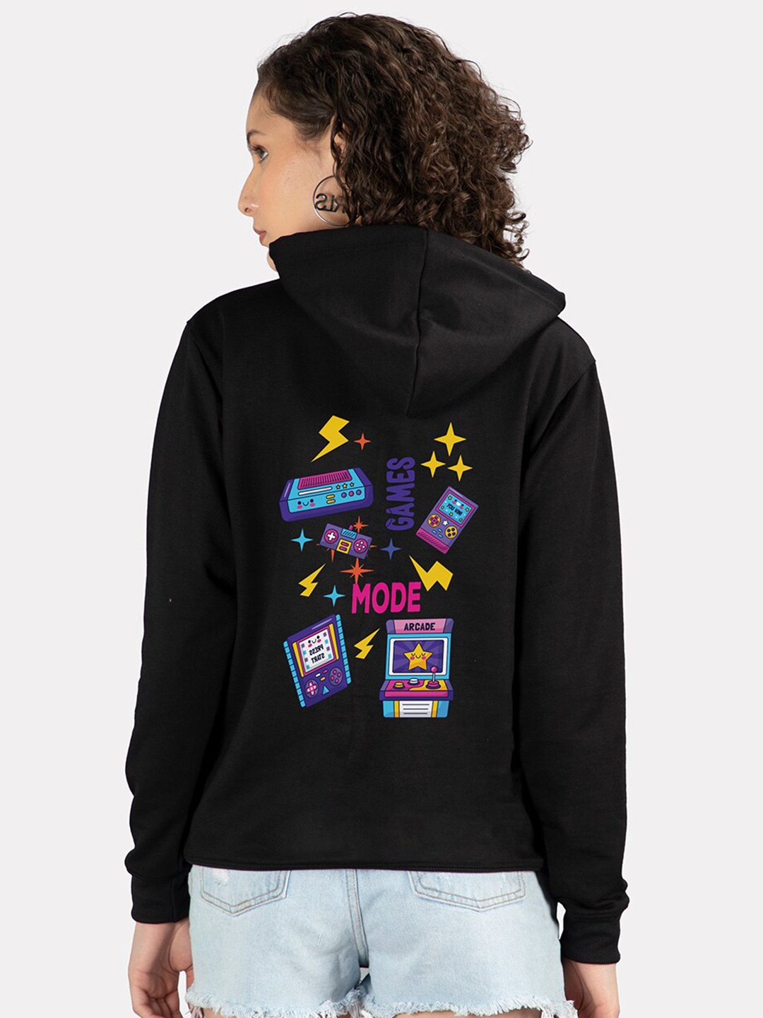 

Mad Over Print Graphic Printed Hooded Fleece Sweatshirt, Black