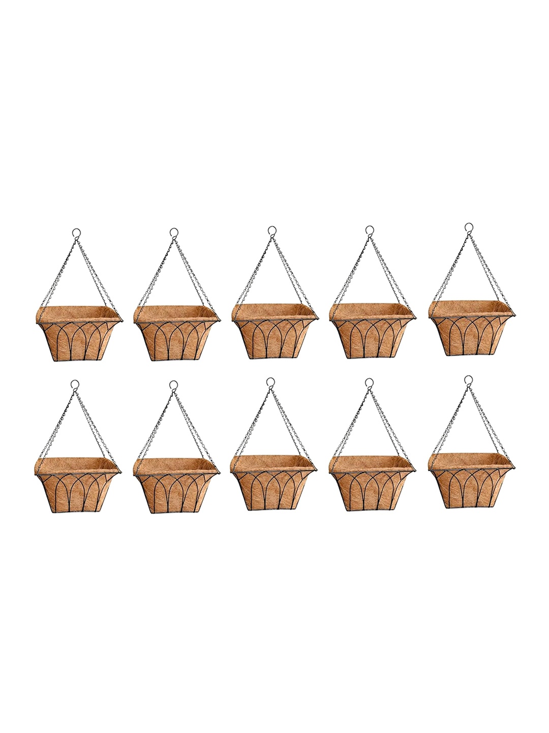 

Garden Deco Black Brown 10 Pieces Square Hanging Coco Coir Liner Planters