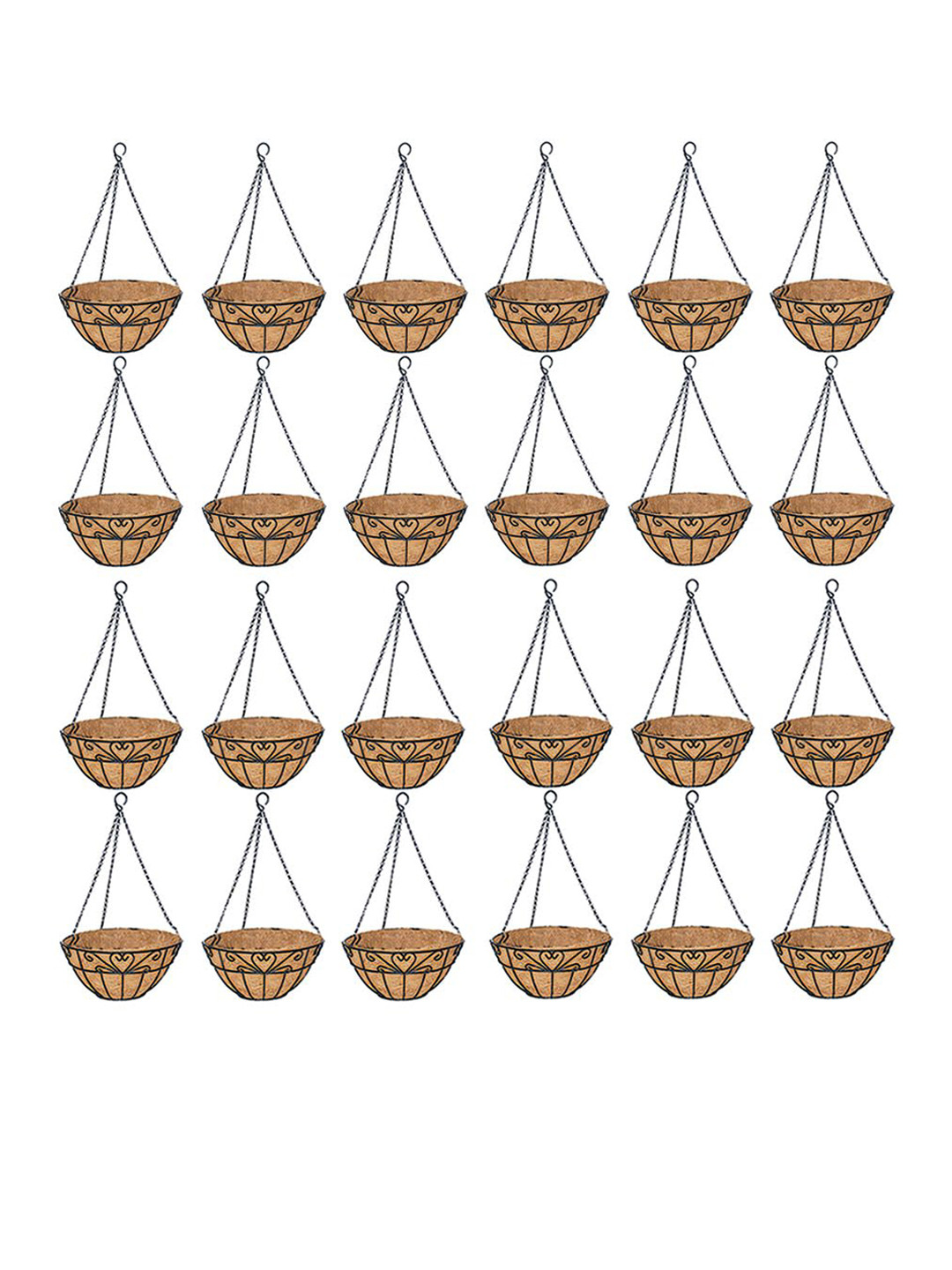 

Garden Deco Black Brown 24 Pieces Heart Design Round Hanging Coco Coir Liner Planters