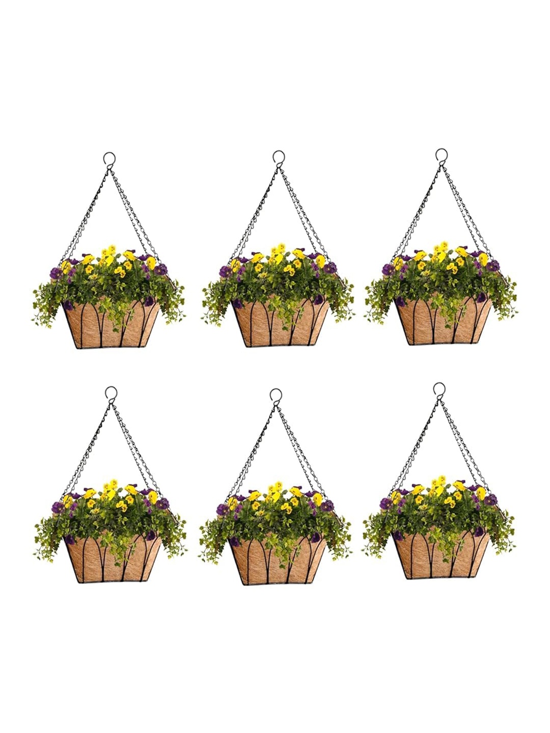 

Garden Deco Black Brown 8 Pieces Square Hanging Coco Coir Liner Planters