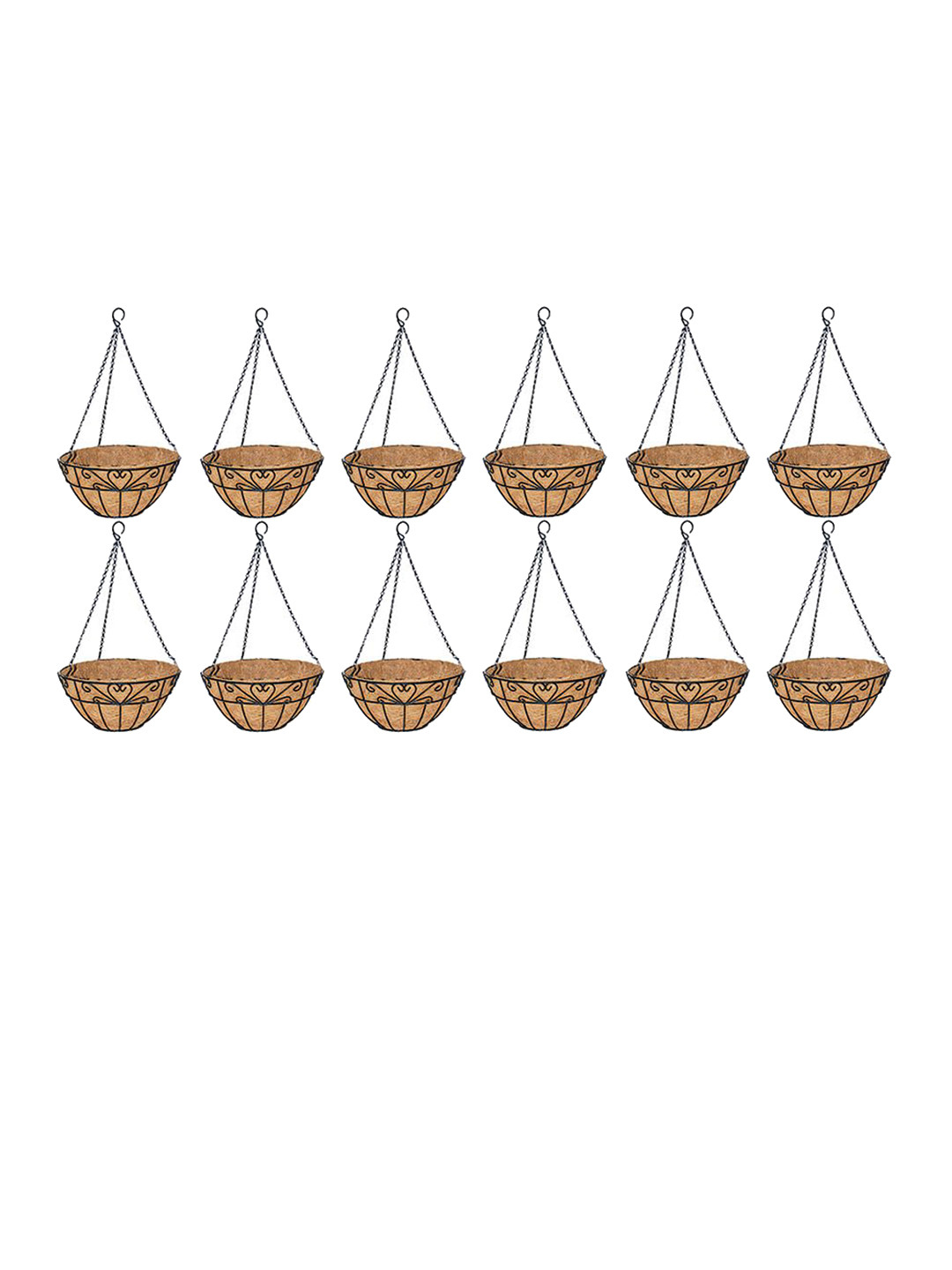 

Garden Deco Black & Brown 12-Pcs Hanging Basket With Coco Coir Liner Planters