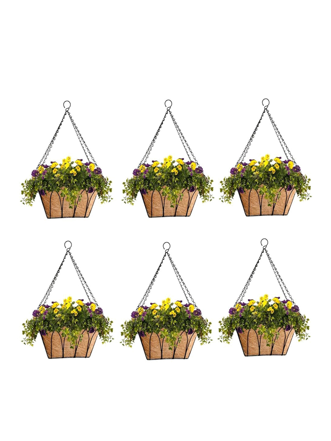

Garden Deco Black & Brown 12-Pcs Hanging Basket With Coco Coir Liner Planters