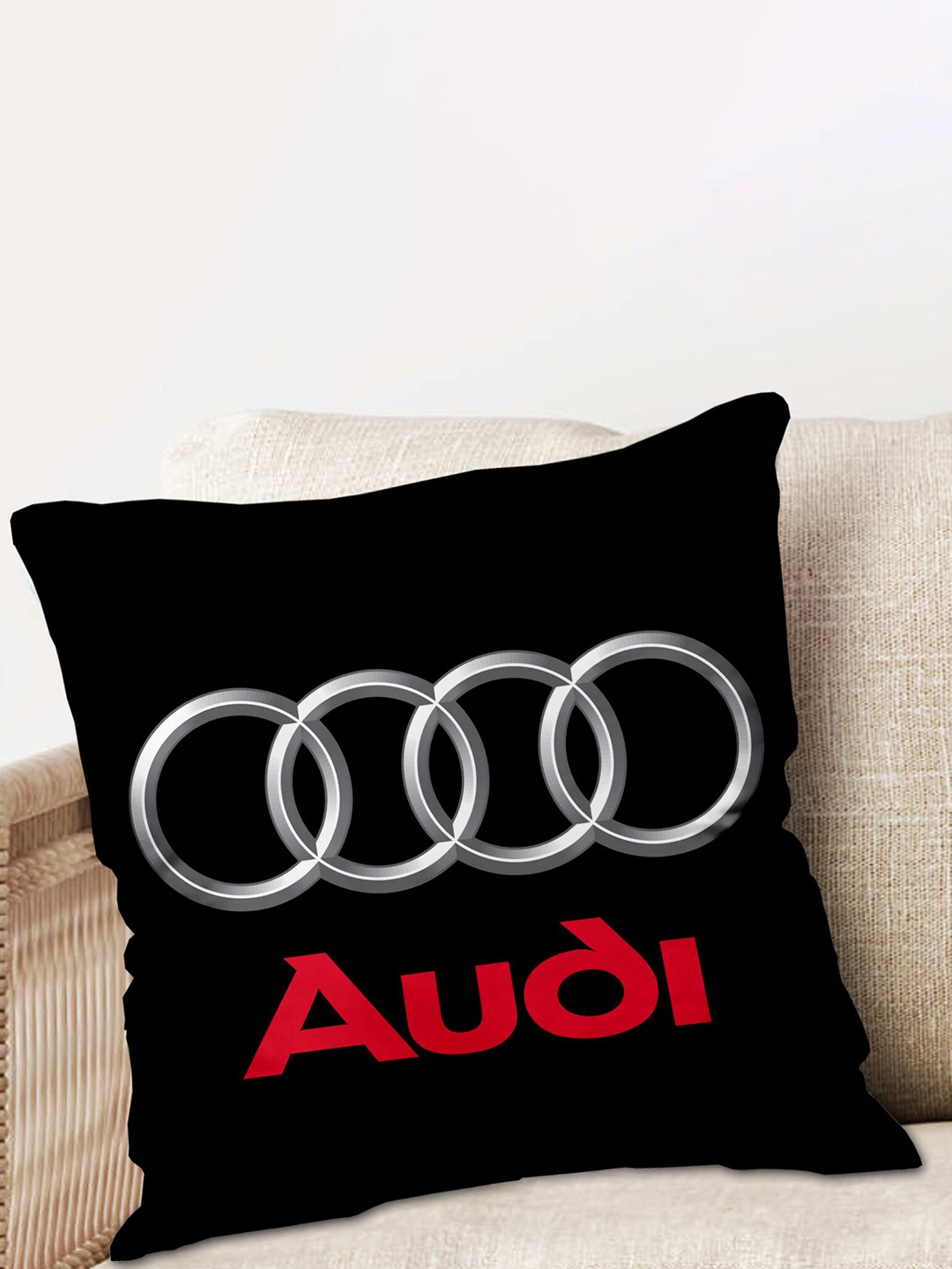 

ME & YOU Black & Grey 2 Pieces Printed Square Shape Microfibre Filled Car Cushion