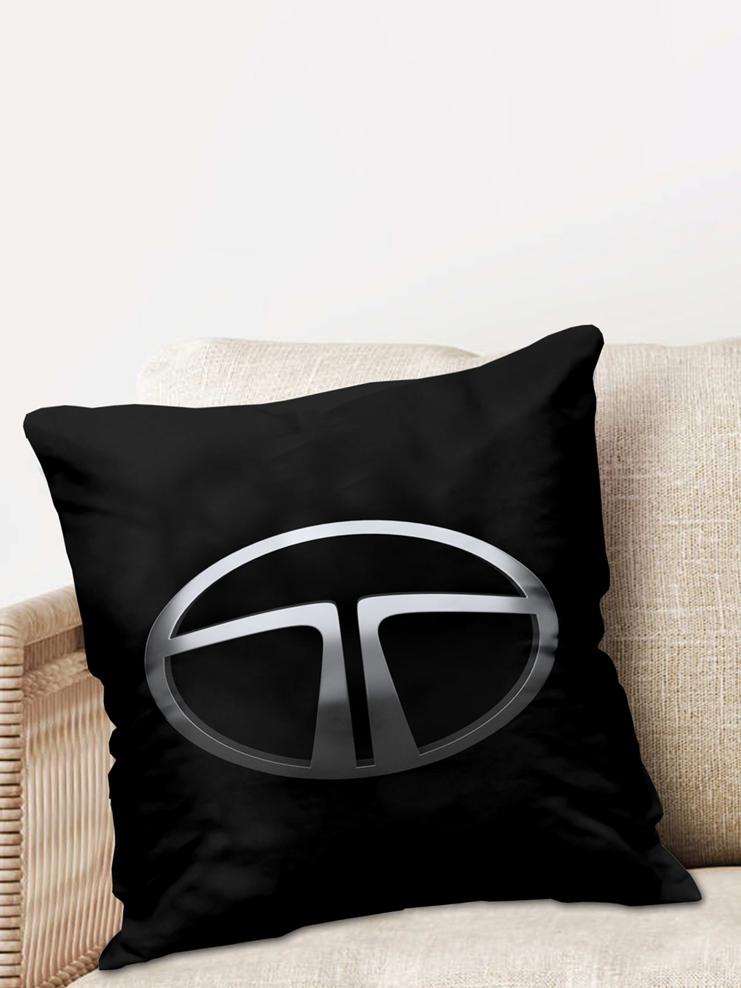 

ME & YOU Black & Grey 2 Pcs Printed Square Shape Microfibre Filled Car Cushion