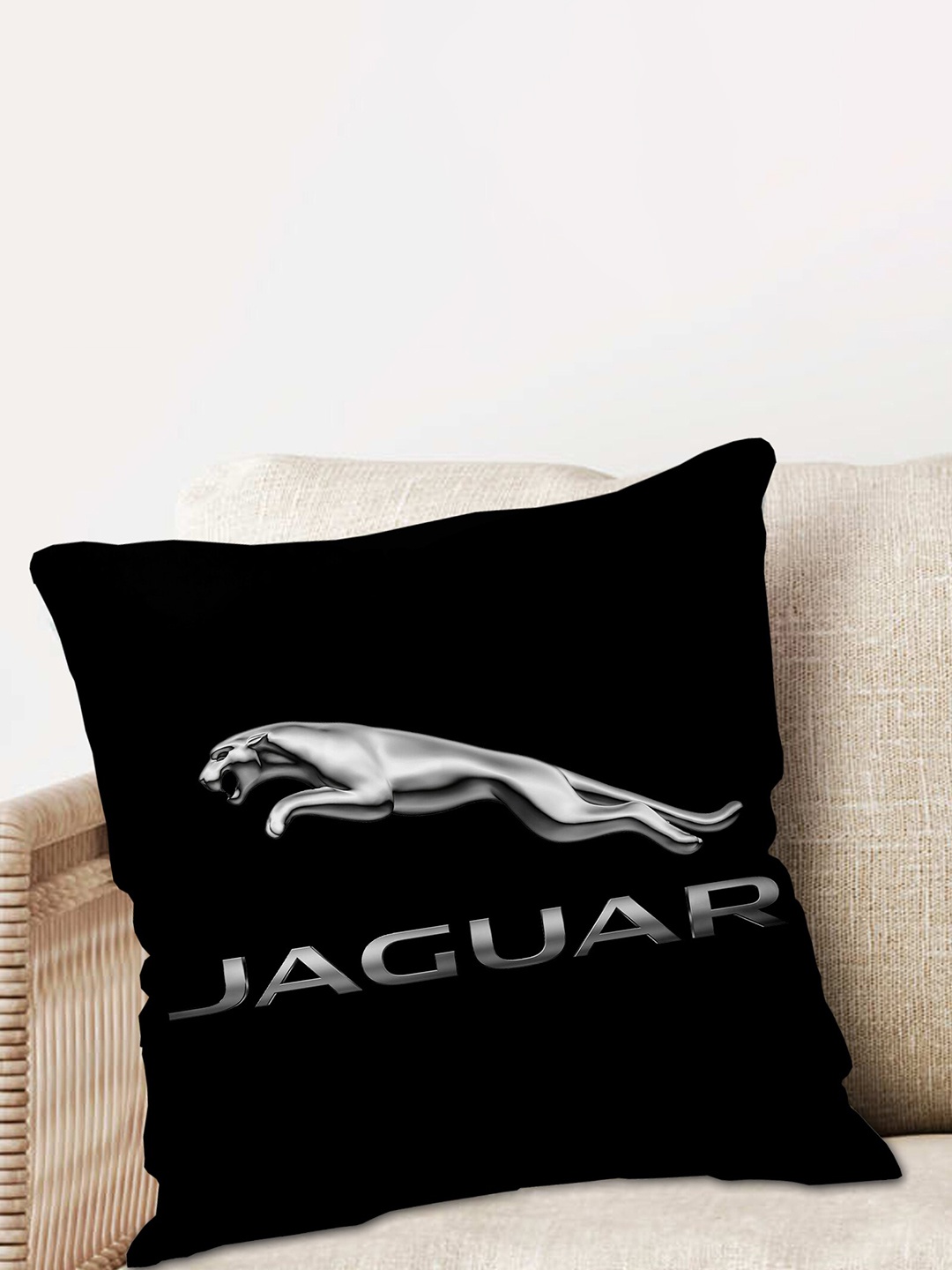 

ME & YOU Black & Grey 2 Pcs Printed Square Shape Microfibre Filled Car Cushion