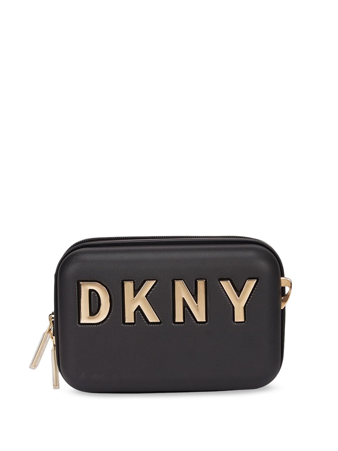 

DKNY Brand Logo Printed ABS Hard Sling Bag, Black