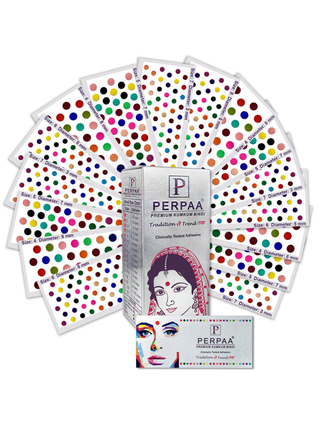 

PERPAA Set of 16 Premium Velvet Multicolor Kumkum Bindi Flaps - Multicolored, Multi