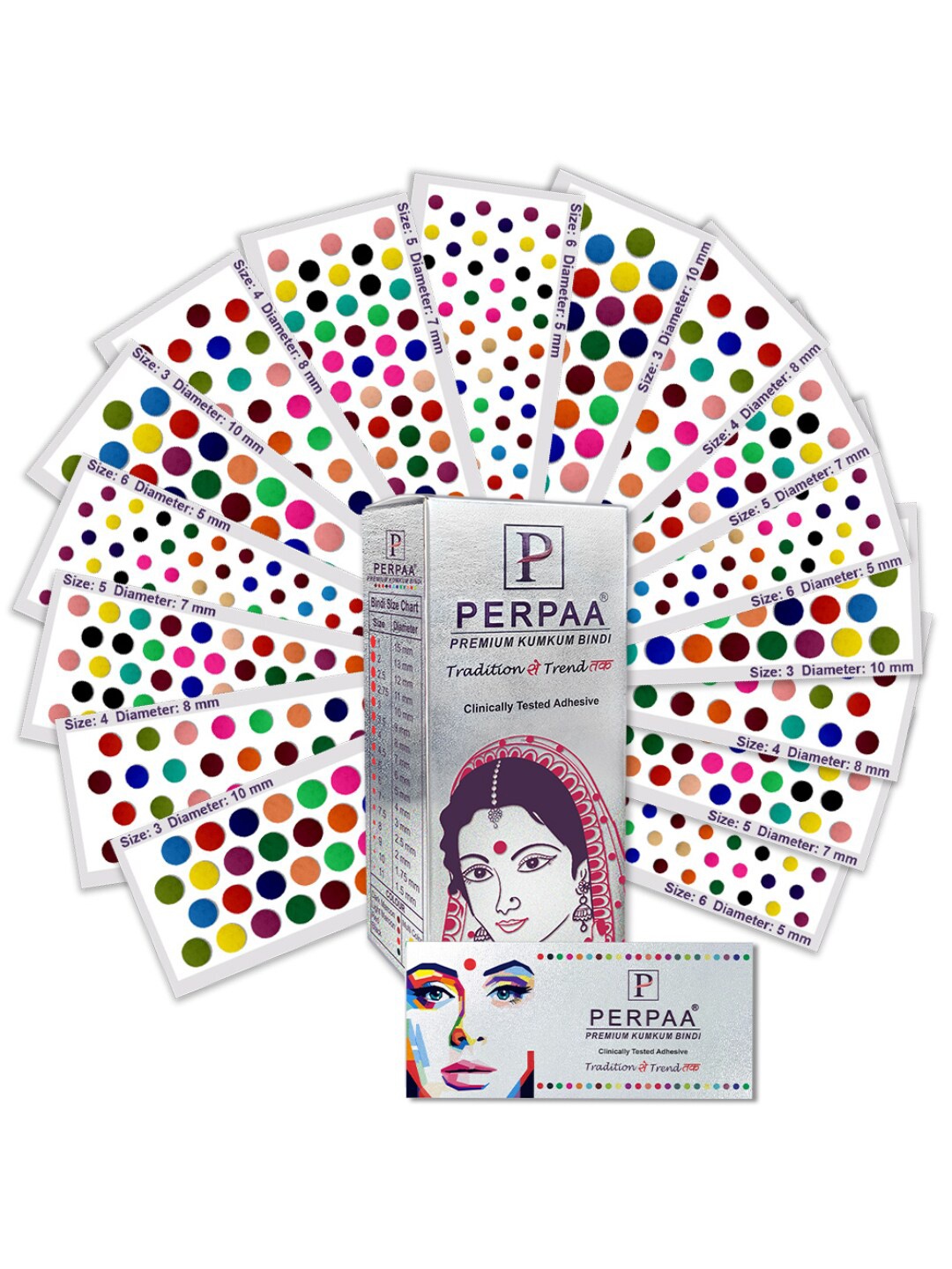 

PERPAA Set of 16 Premium Velvet Multicolor Kumkum Bindi Flaps - Multicolored, Multi