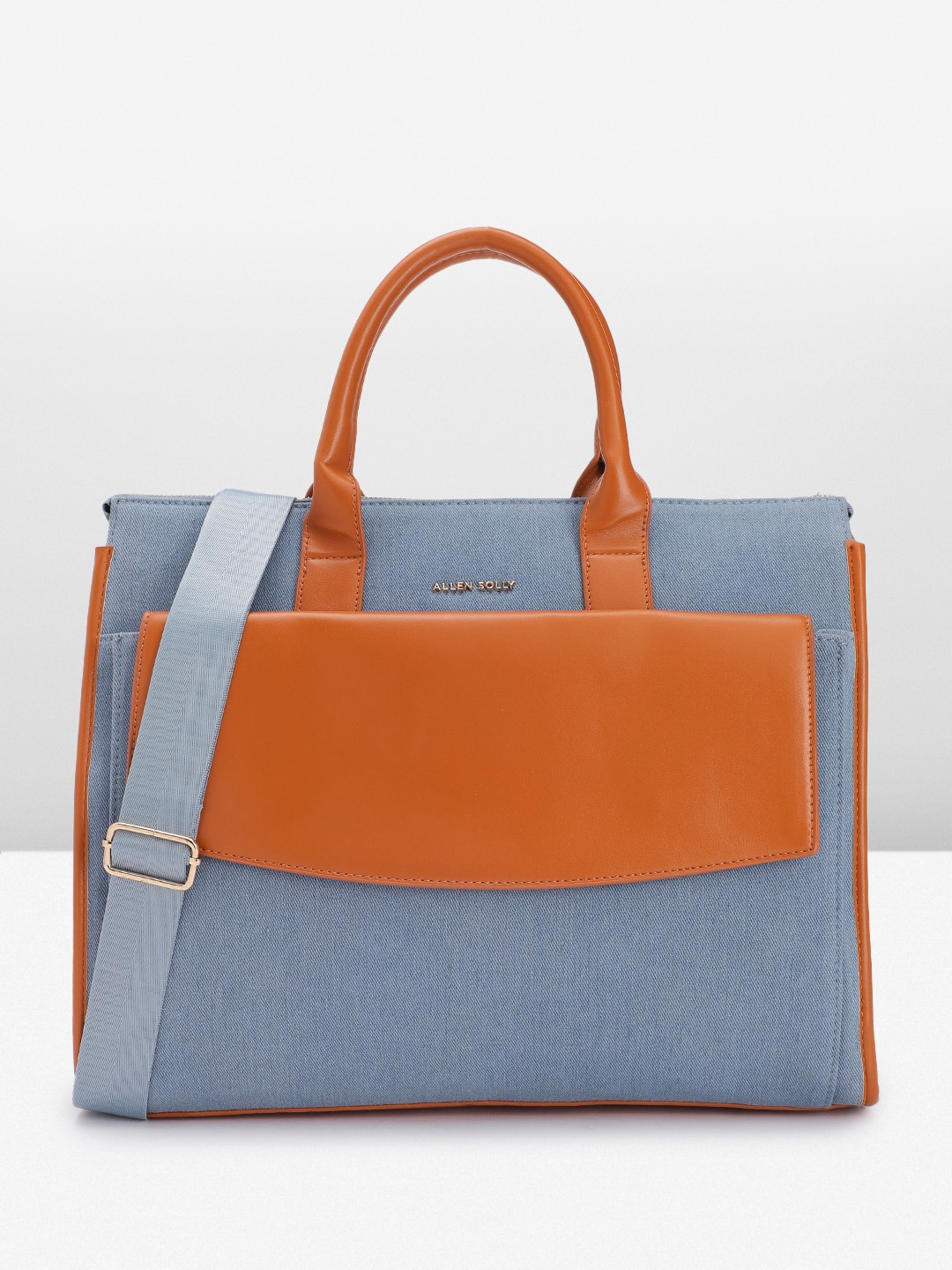 

Allen Solly Colourblocked Structured Handheld Bag with Laptop Sleeve, Blue