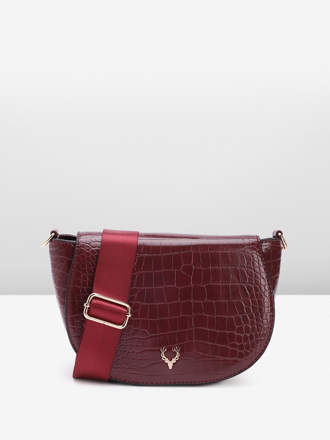 

Allen Solly Animal Textured Structured Sling Bag, Burgundy