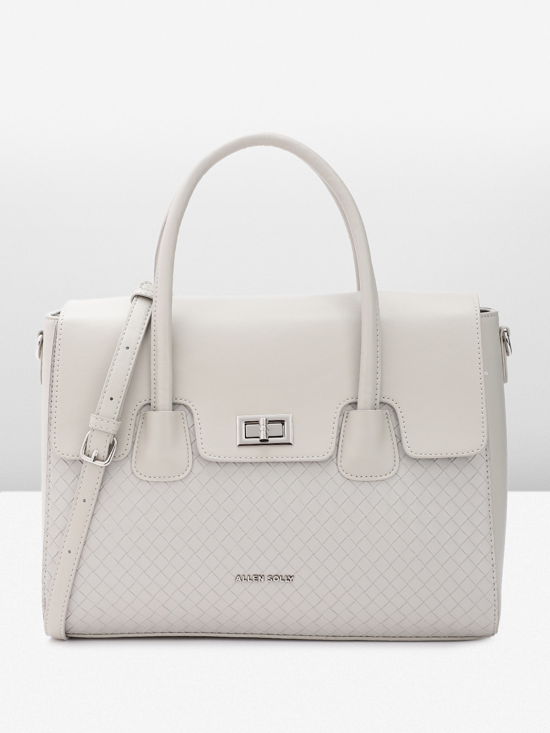 

Allen Solly Geometric Basket-Weave Self Design Structured Handheld Bag, Grey